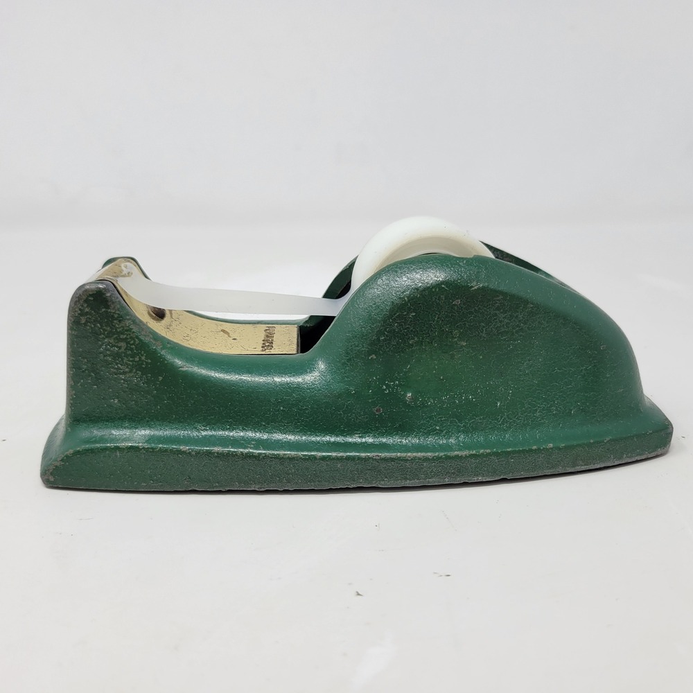 Vintage Permacel Cast Iron Tape Dispenser Green Industrial Heavy Duty MCM Desk - Picture 5 of 10